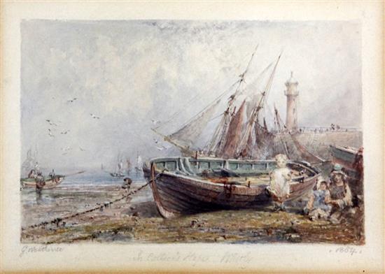 George Weatherill (1810-1890) In Colliers Hope, Whitby, 3.75 x 5.25in.